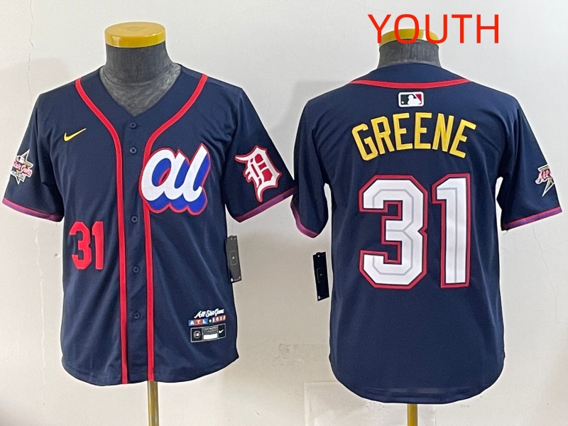 Youth  2025 Detroit Tigers #31 Greene Drak Blue All star Nike MLB Jersey style 3->youth mlb jersey->Youth Jersey